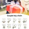 1 Pair Couple Keychain Matching Heart Connection Chain Stainless Polished Brother Sister Best Friends Linked Keyrings Friendship Key Holders Gifts