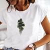 (Asian Size) Women Lovely Watercolor Tree Trend Print Lady Tee Top Clothing Casual Short Sleeve Fashion Tshirt  Female Graphic T-shirt