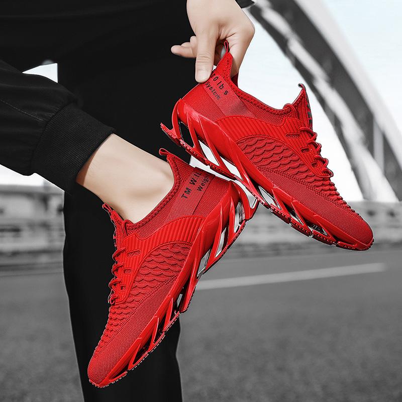 Spring/Autumn Men's Large Size Blade-soled Shoes Flying Weave Fitness Jogging Shoes