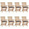 Day and Night - Day and Night Garden Chairs 8 Units Solid Teak Wood with Gray Cushions