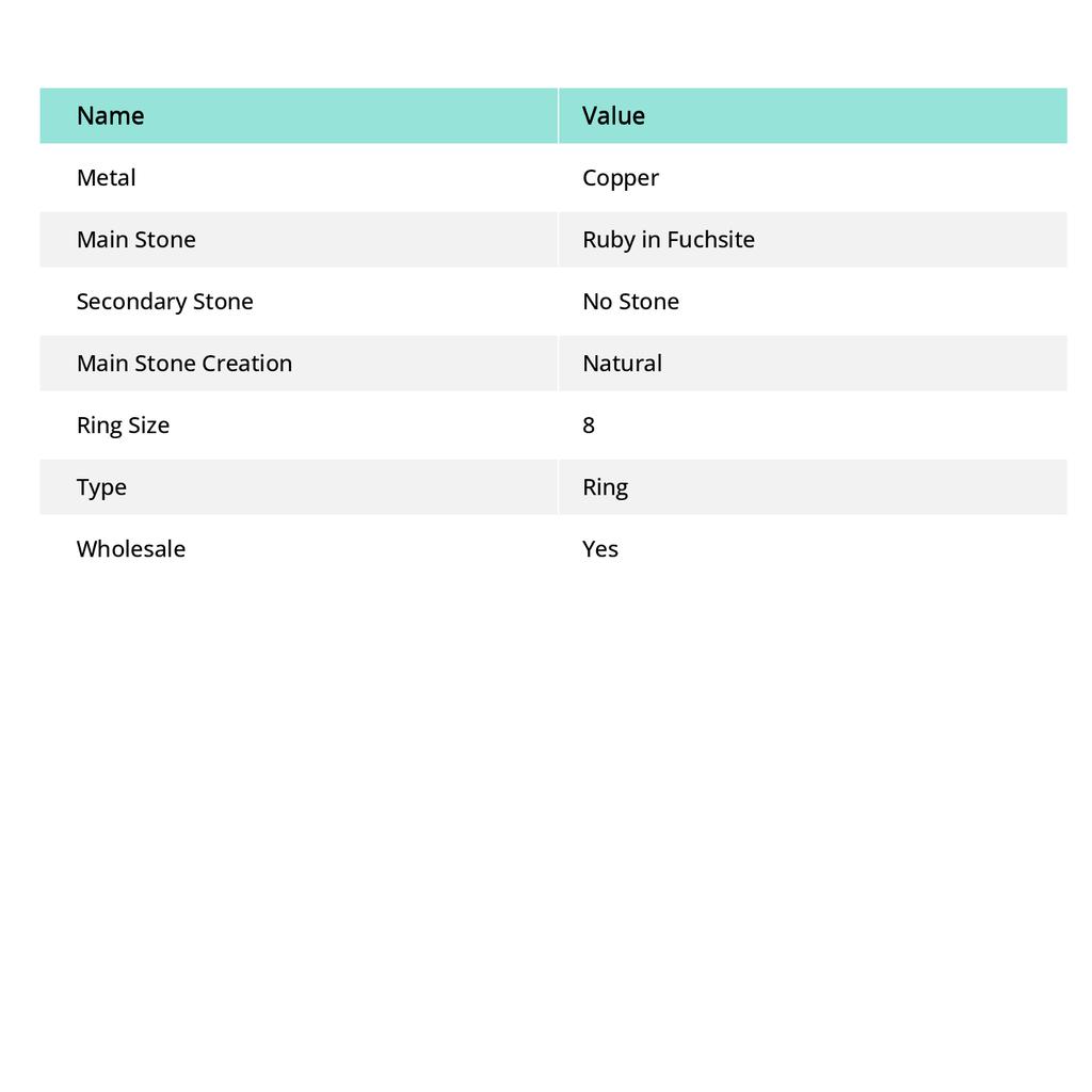 Ruby In Fuchsite Gemstone Handmade Copper Wire Wrap Jewelry Ring Size 8 H9h93