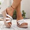 Fashion Summer Flowers Decor Wedge Heel Sandals for Women Fashion Chunky Platform Slippers Woman Comfort Thick Sole Sandalias Mujer 2025