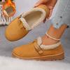 Large Size Cotton Shoes Women's Winter Velvet Thickened Cotton Shoes One Pedal Fluffy Shoes Winter Wear Retro Sub