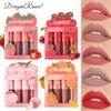 Velvet Matte Mist Lip Glaze Set Non-fading Non-stick Cup Fruit Makeup Lip Gloss 4-pack Mini Travel Set
