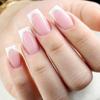 24pcs Detachable Press On Nails Wavy DIY Ballerina Fake Nails French White Edge Short French