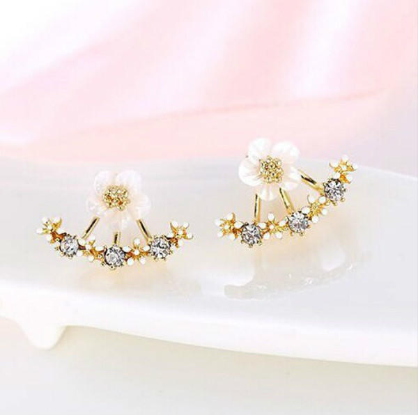 Crystal Stud Earrings Boucle Femme Fashion Flower Earrings for Women Gold Bijoux Jewelry Mujer ARI