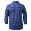 Men's Fleece And Thickened Warm Checked Button Shirt, Men's Fashionable Square Collar Casual Long-sleeved Top