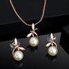 Cute Rose Gold Pearl Enamel Pendant Set For Women