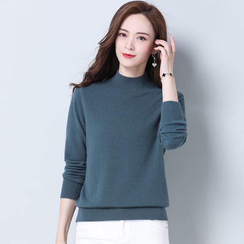 Women's Semi-High Neck Solid Color Loose Knit Sweater