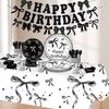 Black And White Bow Theme Kids Disposable Paper Plate Tablecloth Tissue Paper Party Set Decoration Decoration Supplies