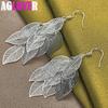 925 Sterling Silver Leaves Drop Earrings Jewelry