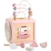 LabelLabel Activity Cube Wooden Toy Looping M Baby 1st 2nd Gift Girls Wooden Toy Educational Toy (Pink)