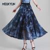 Summer Chiffon Skirt Long Plus Size Bohemian Floral Big Swing Female Beach Skirt Long Skirt Women's A-line Skirts