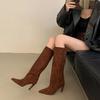 Straight Boots New Fashion Pointed High Boots Simple Temperament Versatile High-heeled Boots Long Boots Women