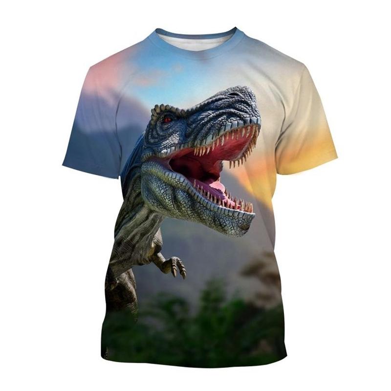 Fashion Animal Dinosaur 3D Printed T-shirt For Men Hot Sale Tyrannosaurus Short-sleeved Round Neck Tee Shirt Casual Street Tops