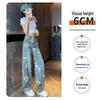 Women's Retro Floral Wide-Leg Printed Jeans - Summer 2024 Collection