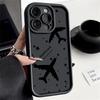 For iPhone 16 Pro 15 Pro Max 14 Plus 13 12 11 XR 8 Case Airplane Print Soft Silicone Shockproof Lens Protection TPU Matte Phone Shell Cover