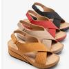 Large Size Foreign Trade Women's Shoes Summer 2025 Europe Beautiful Women Sandals Wedge Heel Breathable Velcro Thick Sole Hollow Sandals