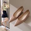2025 New Spring and Autumn French Nude Pointed Flat Shoes Women's Versatile Commuting Light Mouth Single Shoes Evening Shoes