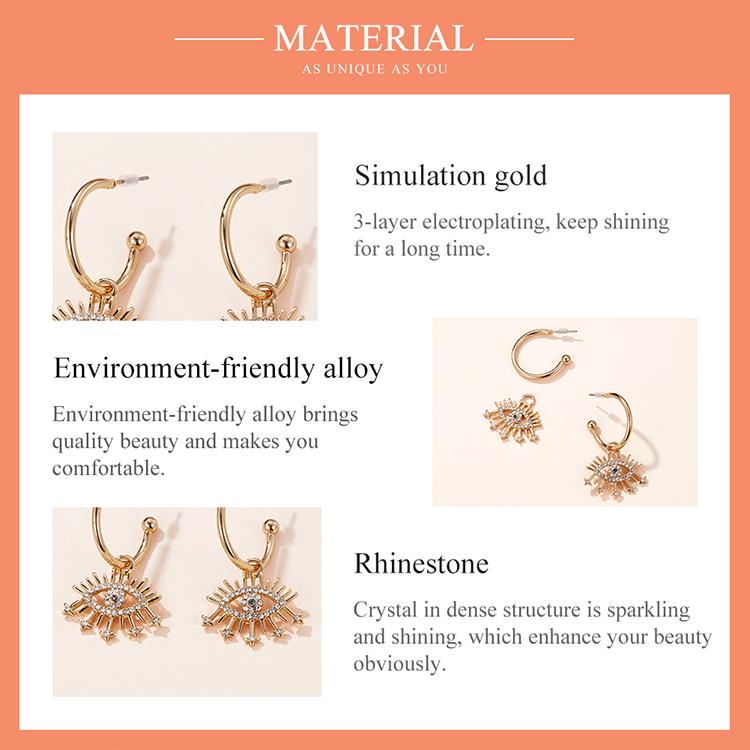 Bisaer Exquisite Shining Devil's Eyes Stud Earring for Ladyies High Jewelry