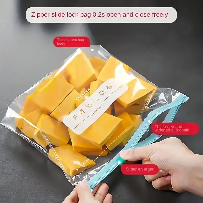 10pcs Reusable Leak-Proof Freezer Bags with Zipper Lock - Keeps Food Fresh, Ideal for Kitchen Organization