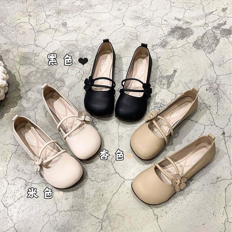Spring New Fairy Style Flat Bottomed Shallow Mouth Bean Shoes with Soft Soles, Mary Jane Comfortable Women's Singles Shoes