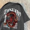 Japanese Style Tokyo Devil Dragont-Shirts Men Pattern Cotton T-Shirt Vintage Loose Clothing Personality Summer Tshirt Women