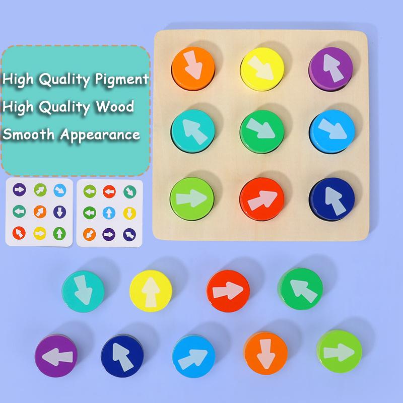 Children Montessori Wooden Toy Arrow Direction Color Sensory Matching Game Logical Thinking Toddler Early Education Puzzle Board