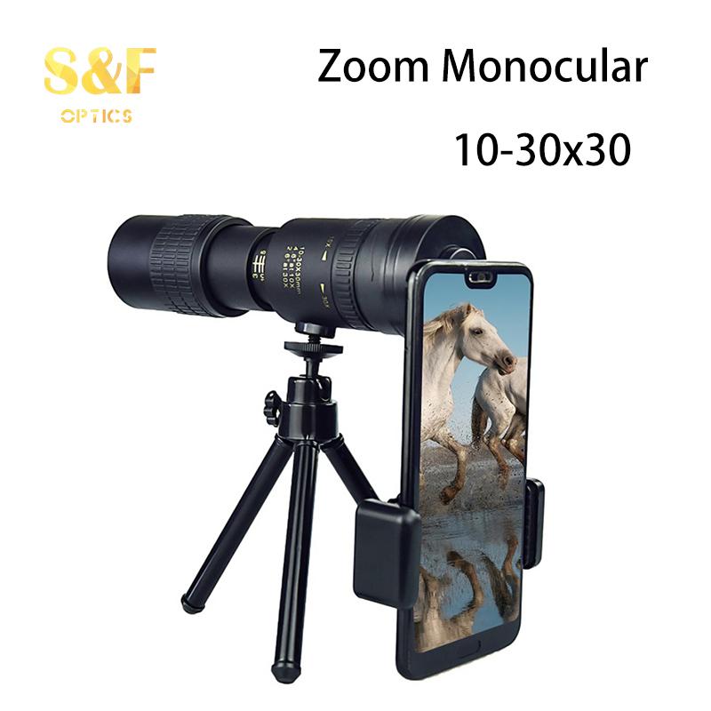 Optical Waterproof 10-30x30 Monocular Bak4 Prism Hd Mini Zoom Monocular Telescope For Smartphone Bird Watching