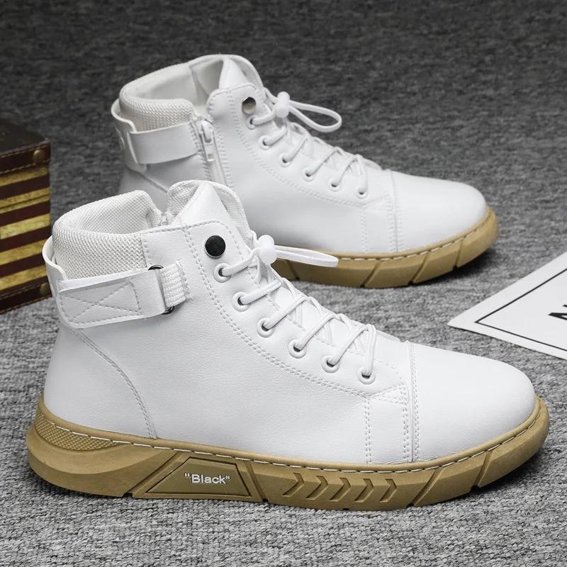 Men's High-top Boots 2024New Casual Leather Boot Fashion Motorcycle Boots for Men Plush Warm Winter Boots Big Size48Botas Hombre