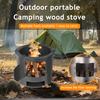 Wood Burning Stove Outdoor Camping Hiking Picnic BBQ Cooking Stove with Handle Portable Stainless Steel Wood Burner Camp Stove
