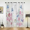 Pink Tulip And Butterflies Window Curtains For Living Room Bedroom Luxury Modern Kitchen Curtains Fabric Drapes