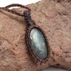 Macrame Necklace Labradorite Pendant Natural Handmade Stone Crystal Bohemian