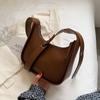 Retro Winter Shoulder Bag For Women Soft Leather Half-moon Crossbody Bag Trendy Brands Armpit Bag Casual Clutcj Handbag