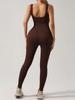 Seamless Ribbed Fitness Jumpsuit with Chest Pad