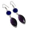 Natural Amethyst,Blue Topaz Handmade 925 Sterling Silver Gift Earring 2.56" Q1n97