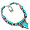 Natural Tibetan Turquoise Gemstone Handmade Jewelry Necklace 18" H8Z85