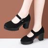 High Heels Thick Soled Women's Cloth Shoes Women Black Platform Pumps Anti Slip Dance Work Shoes Breathable Comfort Mother Shoes