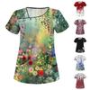 Women's Casual  Print Short Sleeve Sloping Collar Workwear Top With Double Pockets