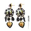 Vintage Acrylic Crystal Cat Angel Heart Drop Earrings for Women 2025 Stylish Unique Design Stainless Steel Retro Jewelry