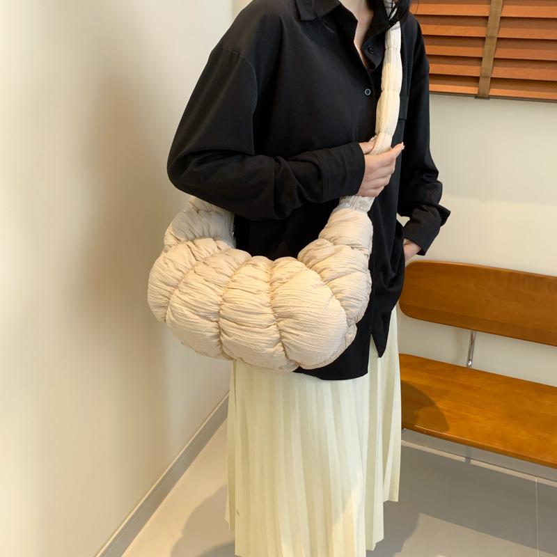 2024 Summer Pleated Cloud Bag Female Candy Color Large Capacity Shoulder Bag Women's Handbags Shopping Girls Pouch Tote Bags