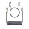 Custom Coiled Aviator Keyboard Cable with Aviation USB Gaming Keyboard Cable Connectors, Type-C (Gray)