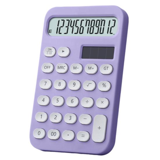 Desktop Calculator Solar Powered Battery Operated 12 Digits Non-slip Oval Buttons Large LCD Display Finance Student Calculator Office Supplies