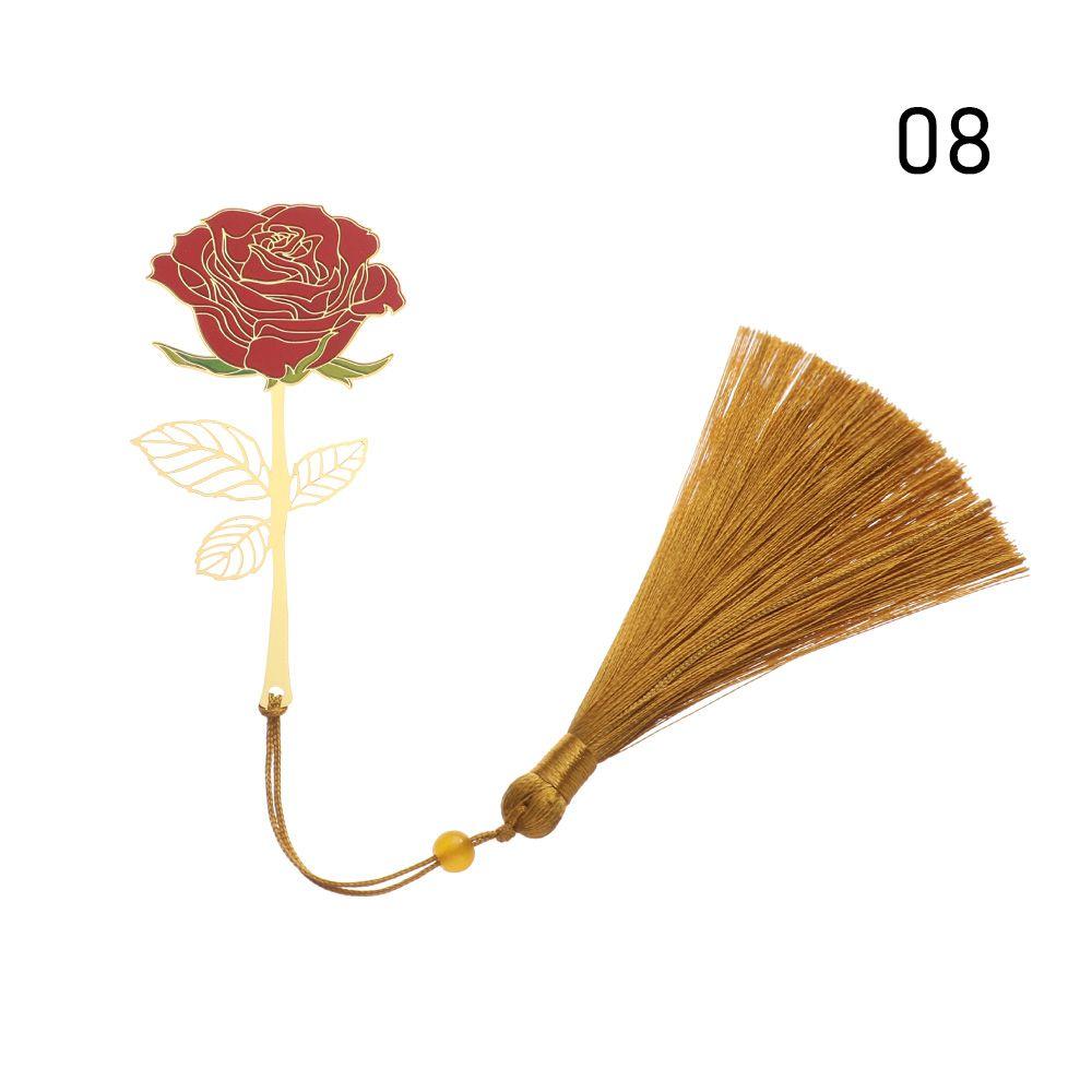 Supplies Hollow Chinese Style Tassel Pendant Painted Pagination Mark Book Clip Brass Bookmark