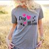 Dog Mom Paw Print Summer Women Cotton Short Sleeve T-shirt Mommy Tee Tops