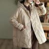 Winter Loose Hooded Medium and Long Down Jacket, Thin and Versatile Warm Single-breasted White Duck Down Women's Jacket