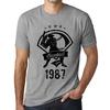 Men's Vintage Tee Shirt Graphic T Shirt Baseball Since 1987 Grey Marl