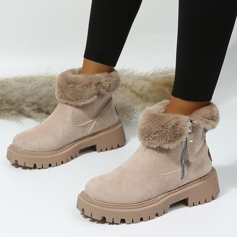 Women's Plus Size Velvet Snow Boots - 2023 Winter Warm Cotton Shoes