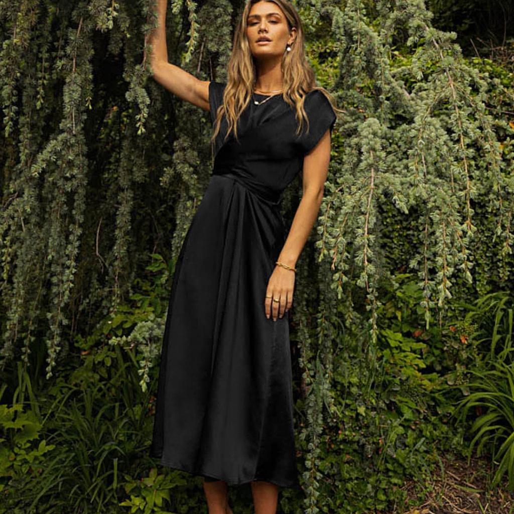 Summer Women's Lace Satin Sleeveless Dress Temperament Elegant Light Evening Dress