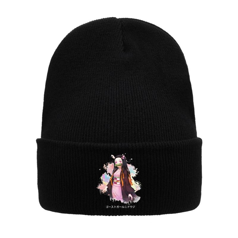 Knit Hat Demon Slayer Kimetsu No Yaiba Anime Winter Warm Beanie Caps Gonpachiro Kamanoko Unisex Women Casual Bonnet